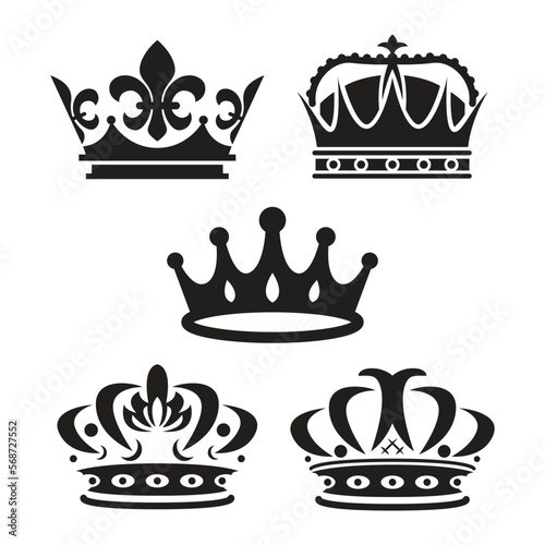 king crown silhouette symbol set