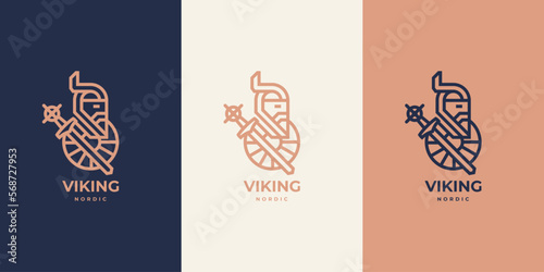 Viking nordic scandinavian line art logo luxurious