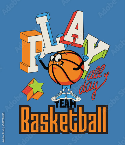 vector basketball character for t-shirt print