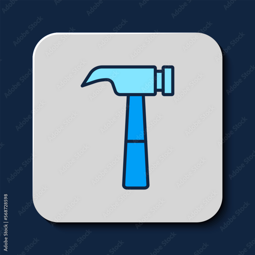 Filled outline Hammer icon isolated on blue background. Tool for repair. Vector Filled outline Hammer icon isolated on blue background. Tool for repair. Vector