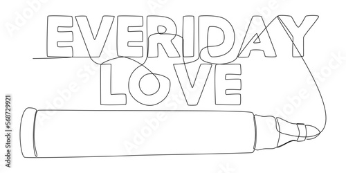 One continuous line of Everyday Love word written by with felt tip pen. Thin Line Illustration vector concept. Contour Drawing Creative ideas.