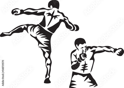 MMA fighters - vector illustration