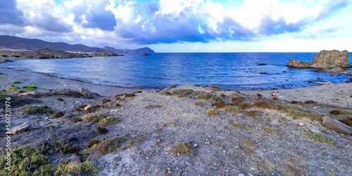 Cala Palo, Los Escullos, Cabo de Gata-Níjar Natural Park, UNESCO Biosphere Reserve, Hot Desert Climate Region, Almería, Andalucía, Spain, Europe