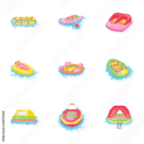 Pack of Floating Boats Flat Stickers 