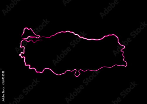 Vector isolated illustration of Turkey map with neon effect.