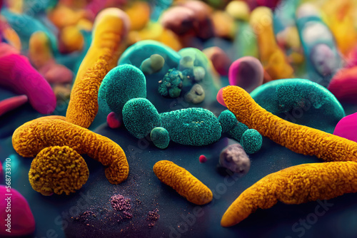 3d illustration of proliferating bacteria photo