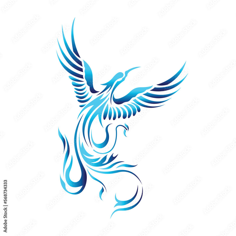 Fototapeta premium Vector Logo Illustration phoenix Blue Gradient Colorful Style.