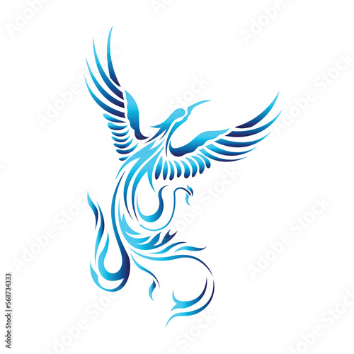 Fototapeta Naklejka Na Ścianę i Meble -  Vector Logo Illustration phoenix Blue Gradient Colorful Style.