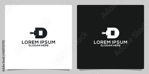 Letter D Paint Brush Logo Design Template Inspiration, Vector Illustration.