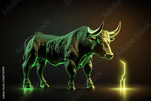 golden green Bitcoin bull market, successful uptrend. Generative AI