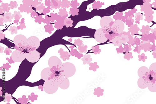 Cherry blossom trees illustration simplistic colorful, generative ai