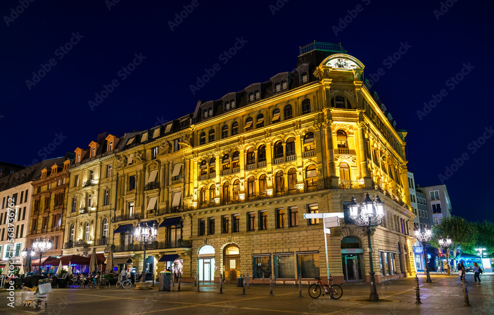 Historic buildings in Frankfurt am Main, Germany at night