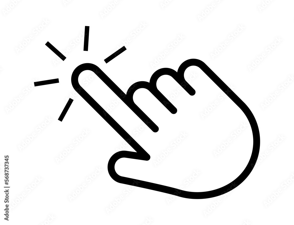 Fototapeta premium Click cursor set. Computer pointer hand and arrow icon. Press pick action element. Vector web interface elements.