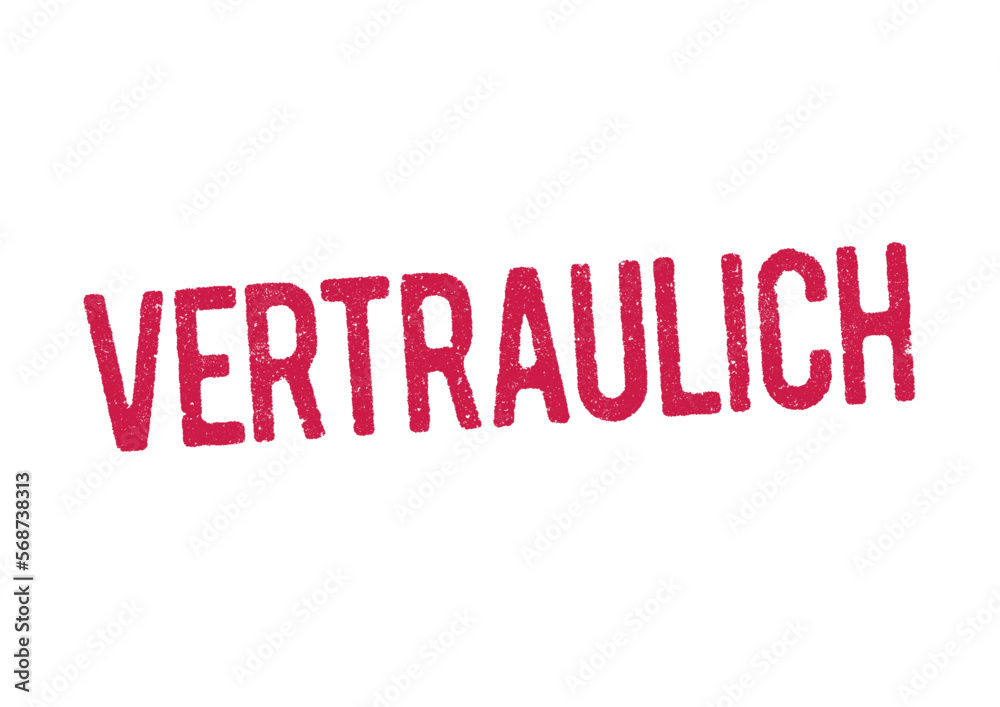 Vector illustration of the word Vertraulich (Confidential in German) in red ink stamp