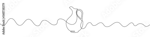Continuous line drawing of water jug. Line art of jug. One line drawing background. Vector illustration.
