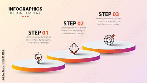 Infographic template. 3 pillars with icons and text