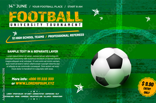 Soccer tournament poster template with ball © Jaroslav Machacek