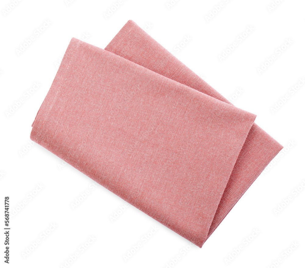 Stylish color fabric napkin isolated on white, top view Stylish color fabric napkin isolated on white, top view