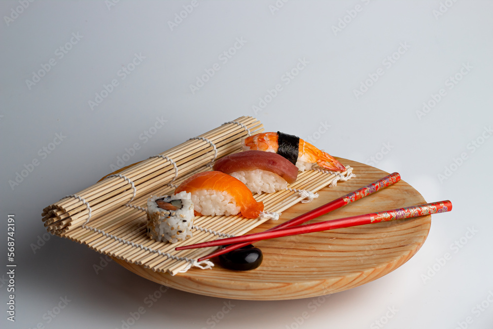shusi meal, white background, product food