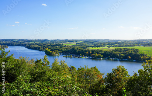 View from the Korte cliff near Essen. Viewpoint at Lake Baldeney. 