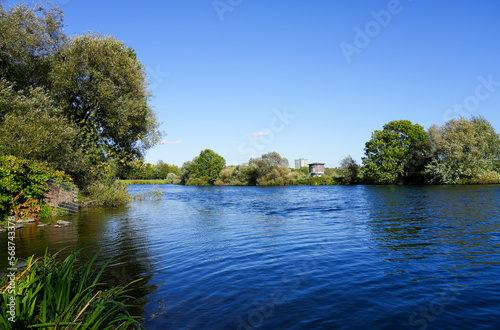 View of the Ruhr and surrounding countryside at the river near Steele, Essen. Nature in the Ruhr area.
 photo