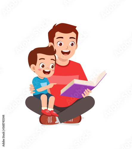 parent read book to kid and feel happy
