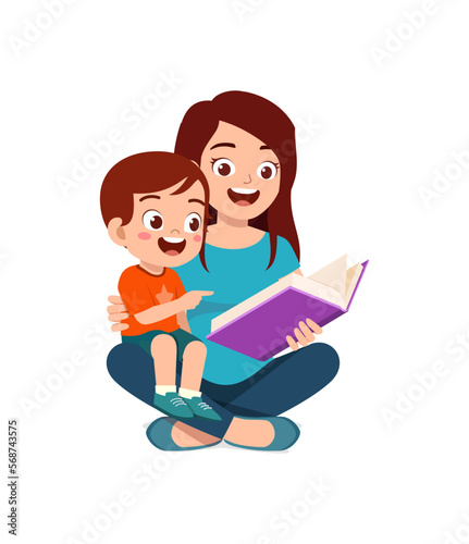 parent read book to kid and feel happy