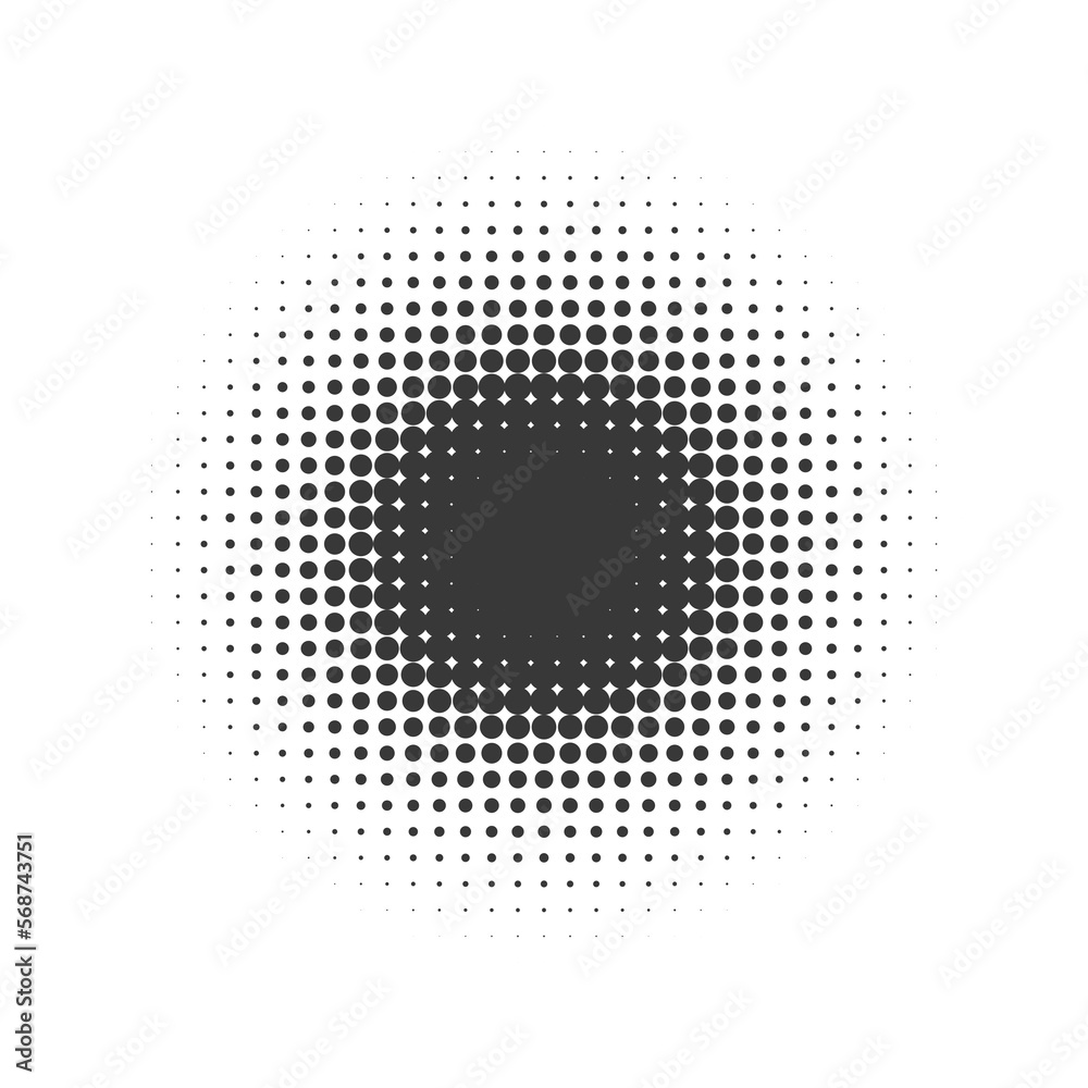 Circle halftone set. Modern dotted circles halftones. Black dotwork gradients. Vector illustration.