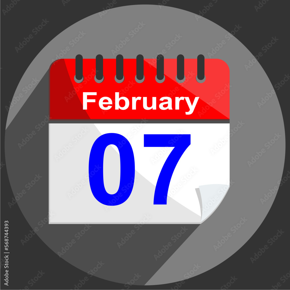 February 7 - Calender Date 7th of February on gray Background