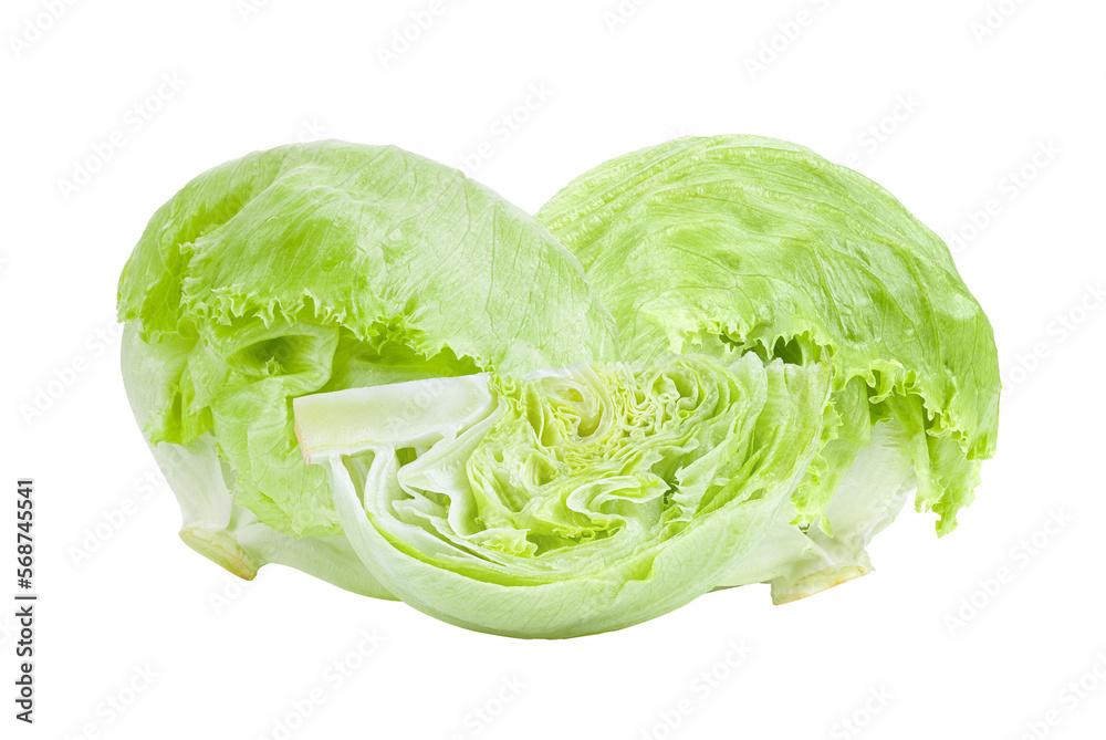 Obraz premium Green Iceberg lettuce isolated on transparent png