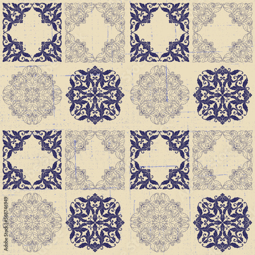 Mega Gorgeous seamless baroque pattern from colorful Moroccan tiles, ornaments. Can be used for wallpaper, fill patterns, web page background, surface textures.