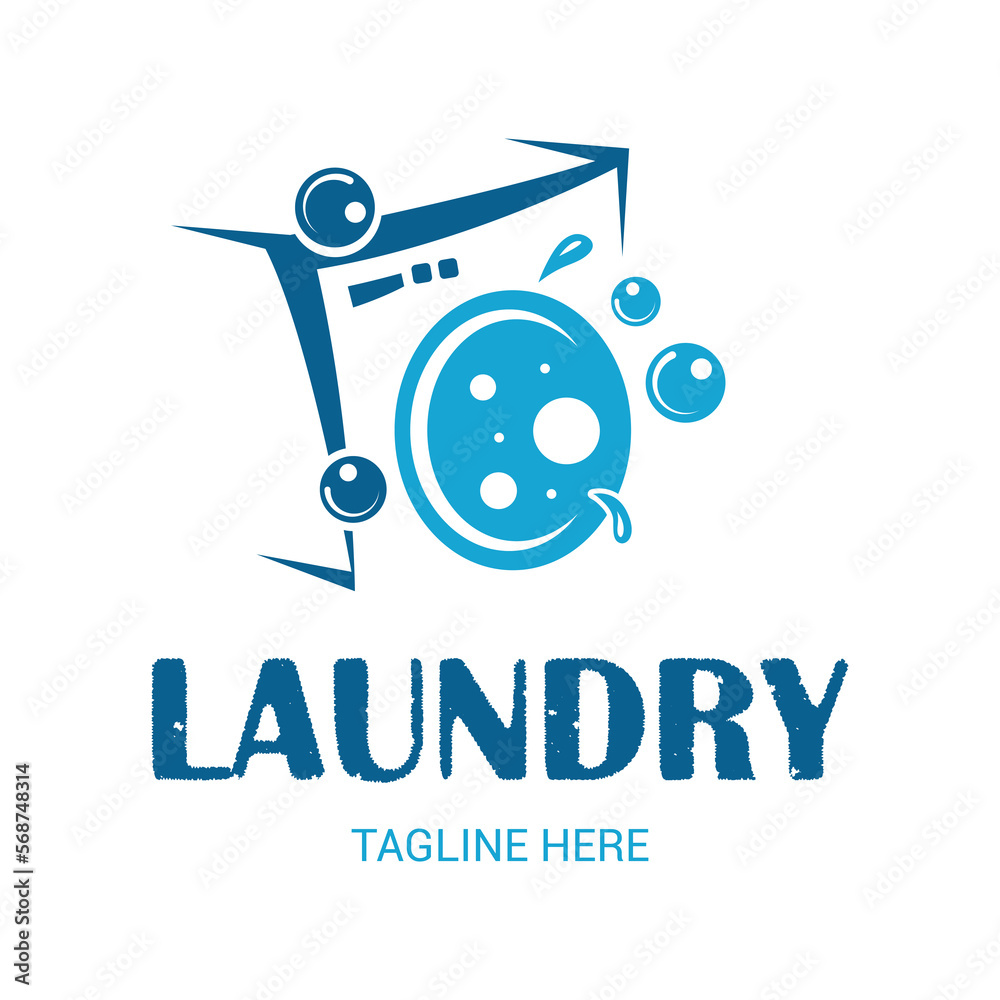 Vector Dry cleaning creative sign or logo. Laundry room emblem. Wash clothes icon.