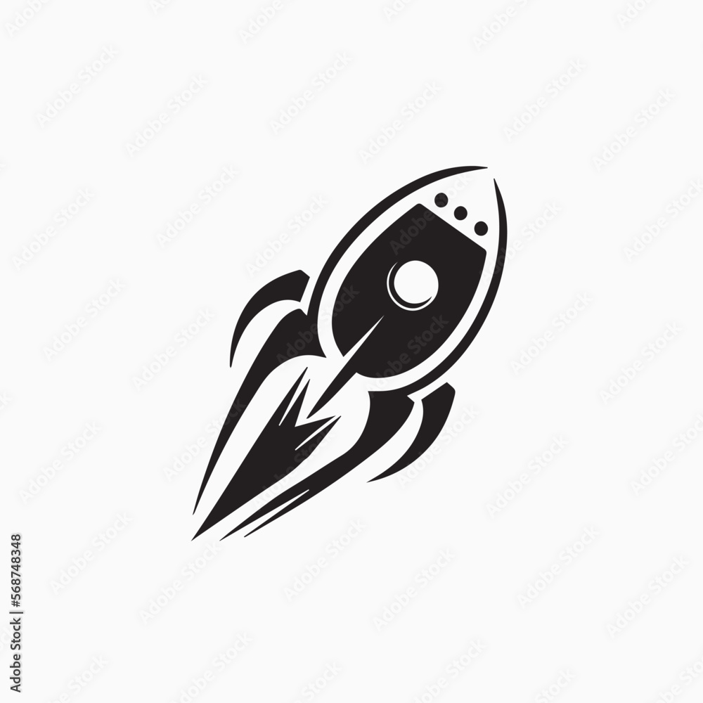 Fly High with this Black Rocket Logo on a White Background Fly High with this Black Rocket Logo on a White Background