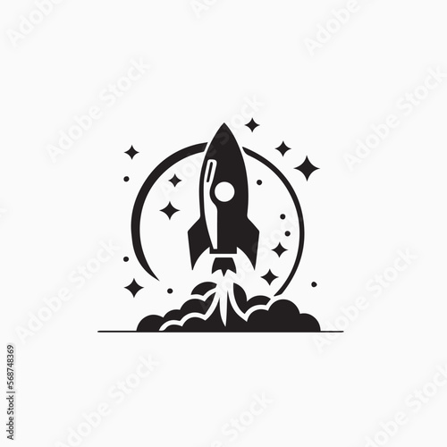 Fly High with this Black Rocket Logo on a White Background