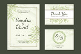Set of Wedding Invitation Watercolor Leaf