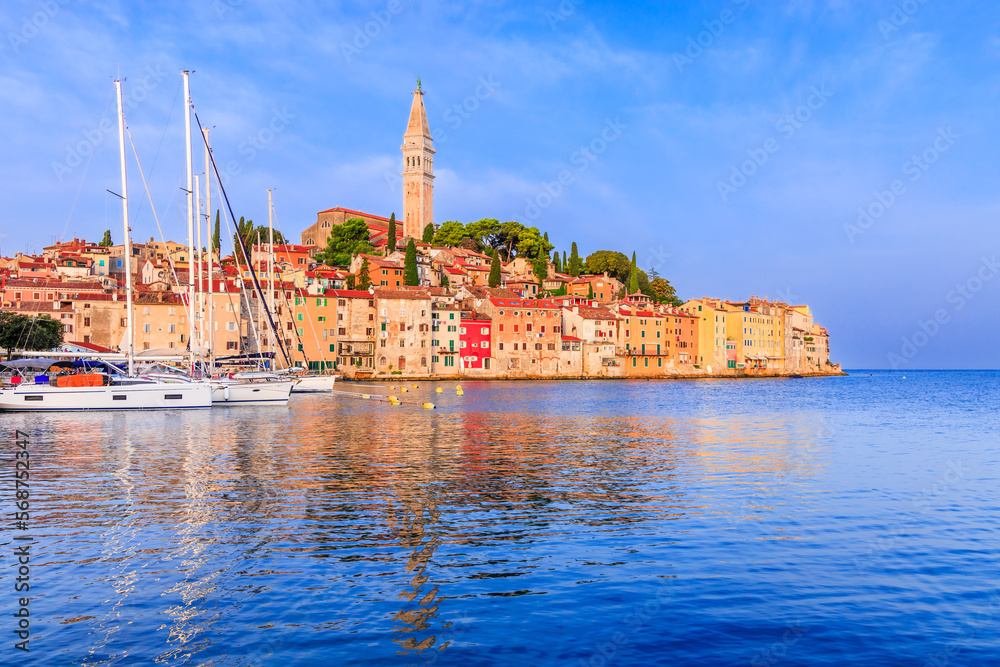 Rovinj, Croatia. Morning view of old town on the western coast of the Istrian peninsula.