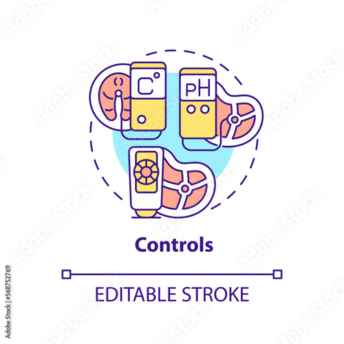 Controls concept icon. Products quality checkup. Planning approach to HACCP abstract idea thin line illustration. Isolated outline drawing. Editable stroke. Arial, Myriad Pro-Bold fonts used