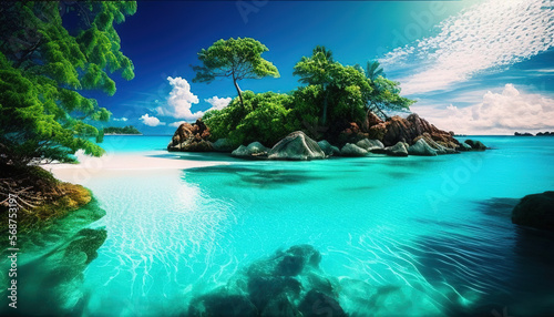 Beach wallpapers, landscape of the ocean, Seascape and Crystal Blue Waters Background. © Orit