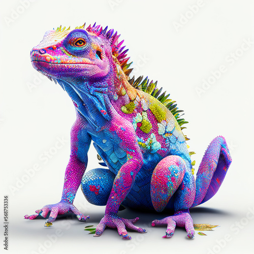 Fotografiet Abstract Lizard Character, colorful and cute animal, Generative AI