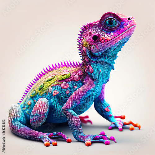 Abstract Lizard Character, colorful and cute animal, Generative AI