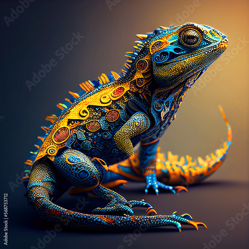 Abstract Lizard Character  colorful and cute animal  Generative AI