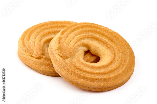 Crispy shortbread cookies, isolated on white background. High resolution image.