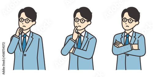 悩むビジネスマンのイラスト素材セット