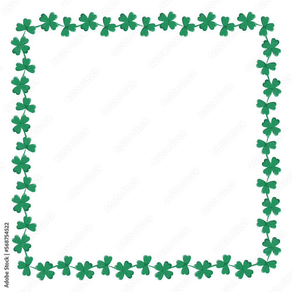 Saint Patrick's day square background. Green leaves of clover frame. Isolated on a transparent background. Great for greeting card, poster and web. Saint Patrick's day square background. Green leaves of clover frame. Isolated on a transparent background. Great for greeting card, poster and web.