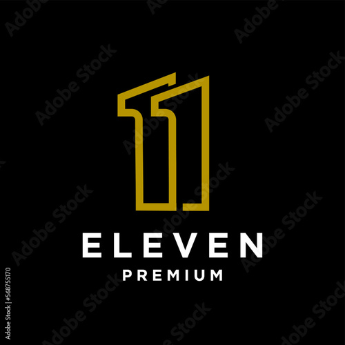 Eleven Initial number 11 icon design logo minimal template