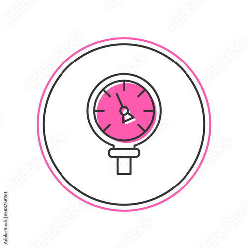 Filled outline Pressure water meter icon isolated on white background. Vector