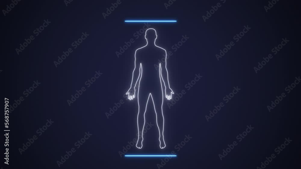 Medica scan patient organism with x-ray MRI diagnostic 4k footage with alpha channel. Diagnostic clinic examination human health system. Concept of diagnosis medicine and healthcare. 