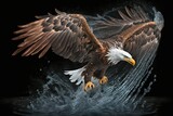 Eagle flying flush with water, ai generated
