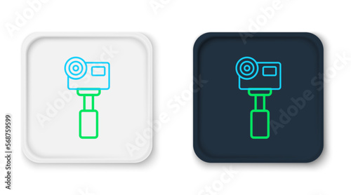 Line Action extreme camera icon isolated on white background. Video camera equipment for filming extreme sports. Colorful outline concept. Vector