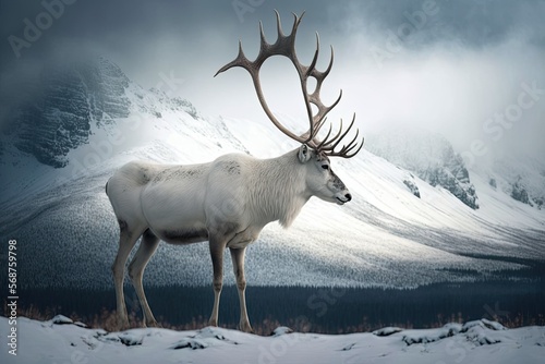 elk in the snow, ai generated